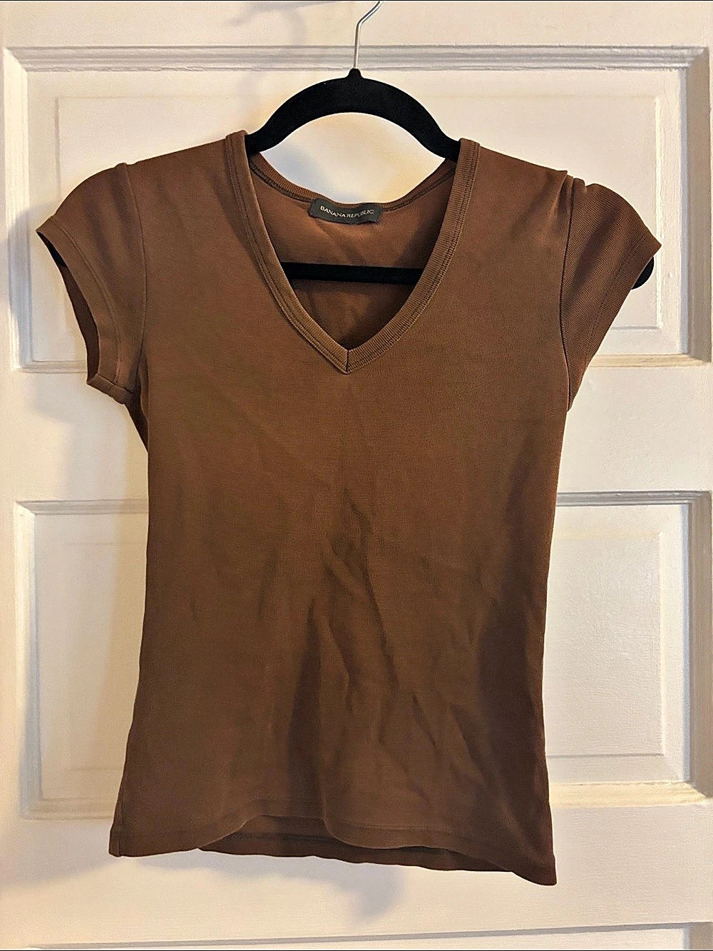 Banana Republic Brown V-Neck Short Sleeve Top